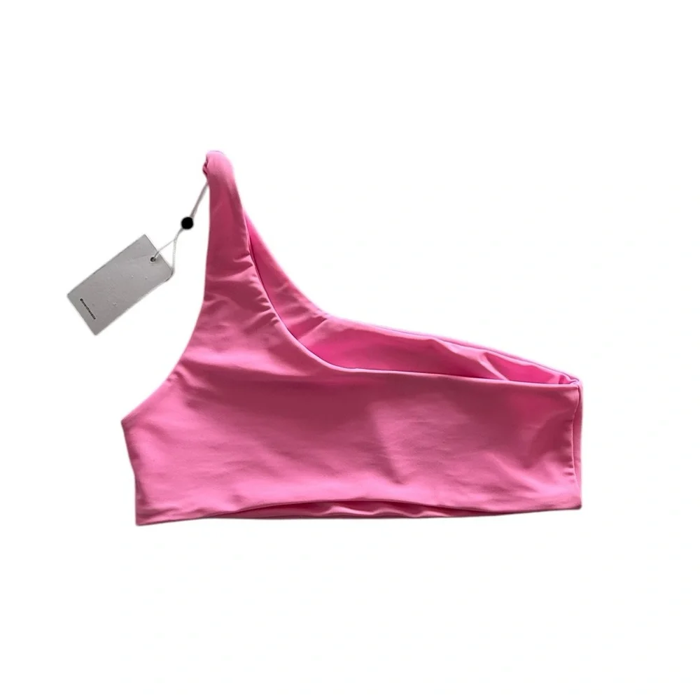 SALE!!! NWT Lovers & Friends Pink Camille One Shoulder Bikini Top Bright Pink - Picture 6 of 9